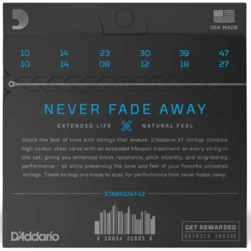 Струни для акустичної гітари D'Addario XTABR1047-12 XT 80/20 Bronze Extra Light 10/47