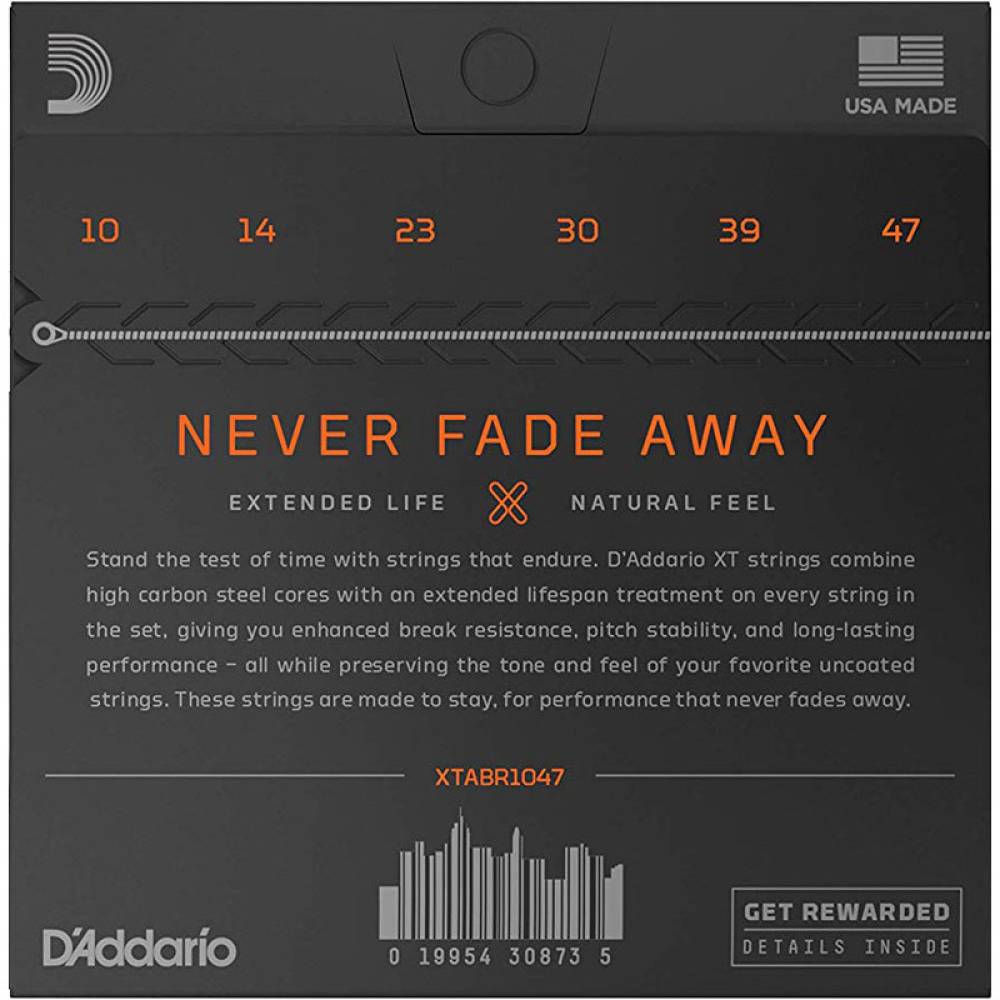 Струны для акустической гитары D'Addario XTABR1047 XT 80/20 Bronze Extra Light 10/47