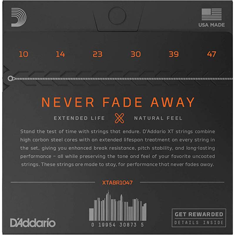 Струни для акустичної гітари D'Addario XTABR1047 XT 80/20 Bronze Extra Light 10/47