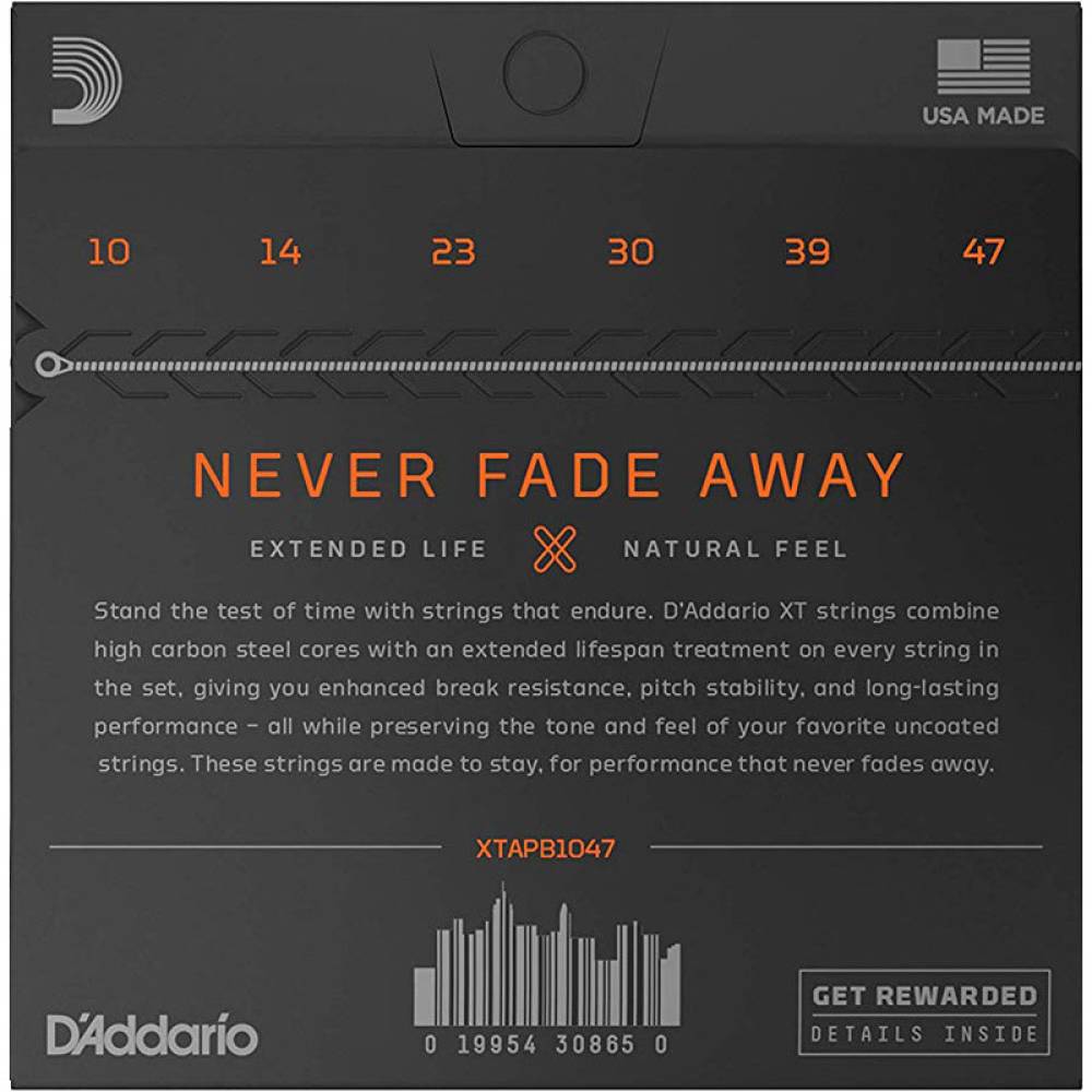 Струни для акустичної гітари D'Addario XTAPB1047 XT Phosphor Bronze Extra Light 10/47