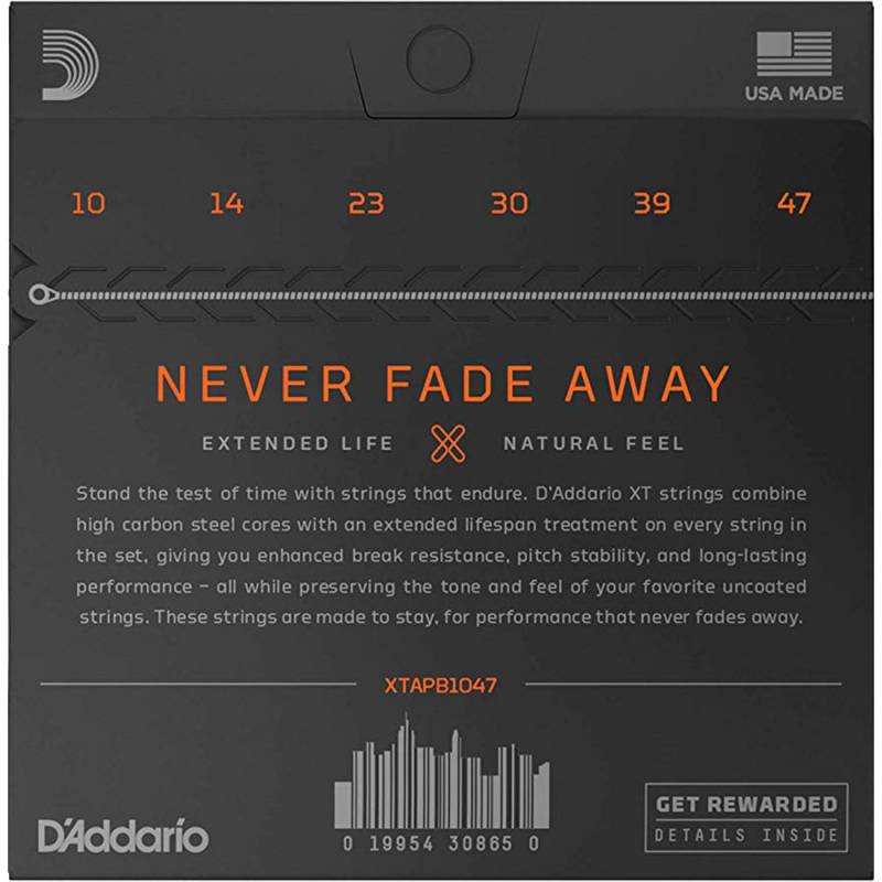 Струны для акустической гитары D'Addario XTAPB1047 XT Phosphor Bronze Extra Light 10/47