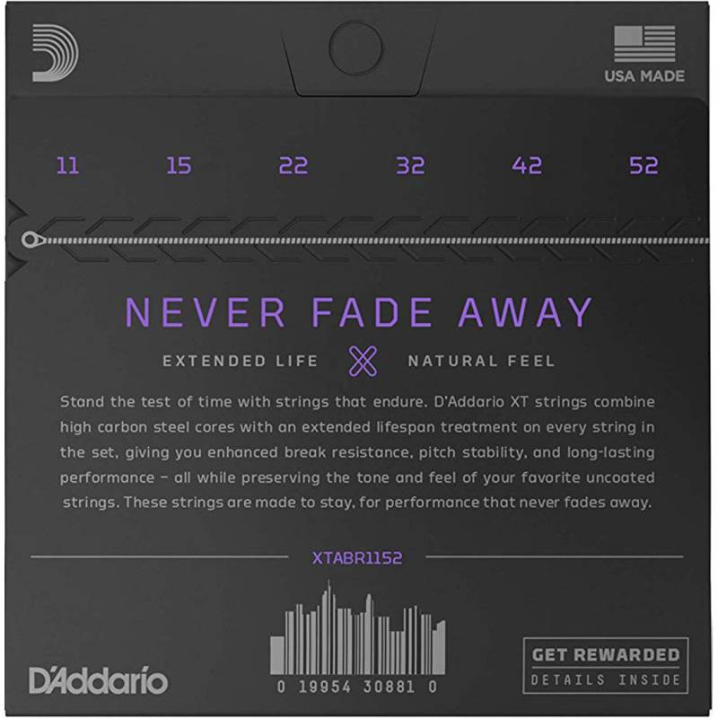Струны для акустической гитары D'Addario XTAPB1152 XT Phosphor Bronze Custom Light 11/52
