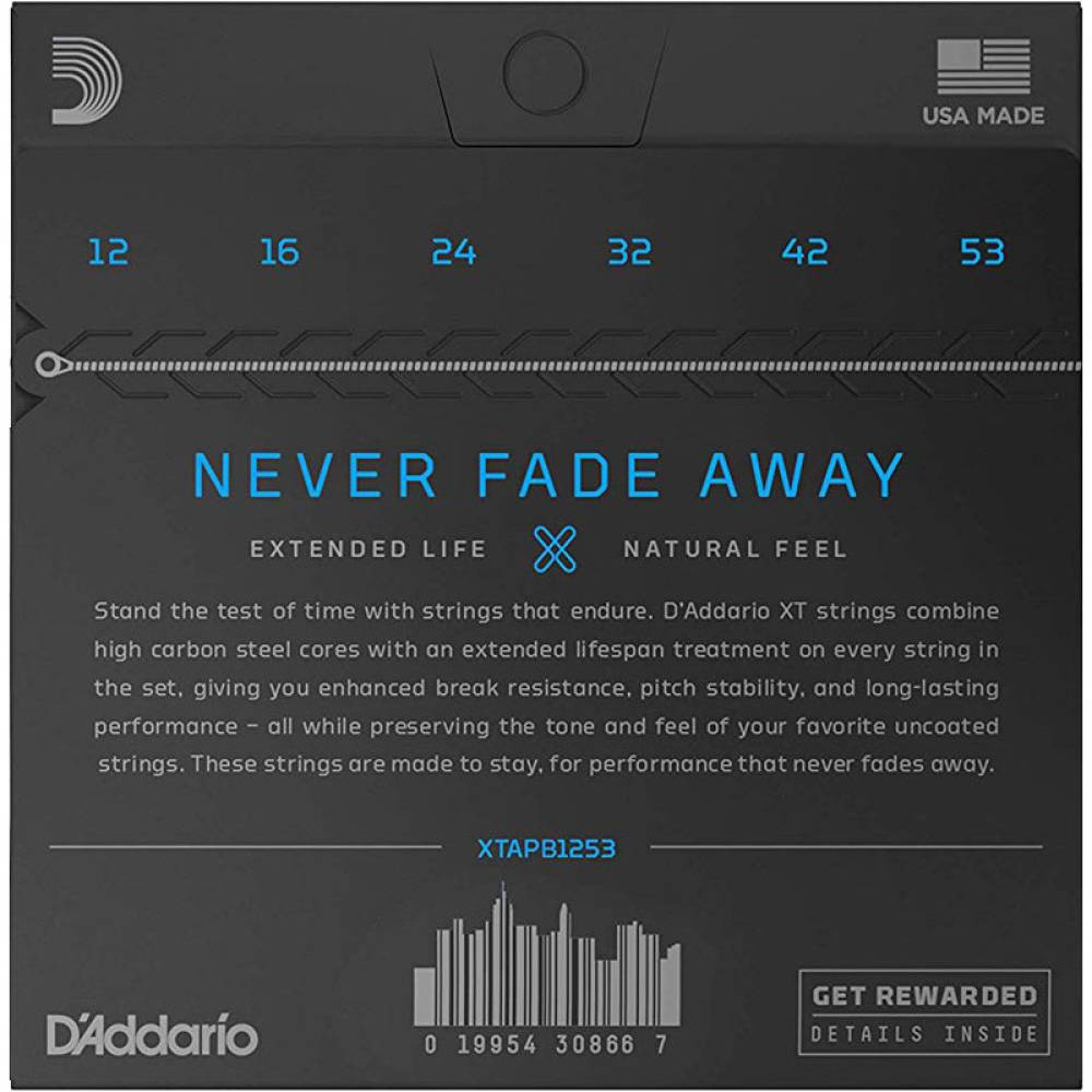 Струни для акустичної гітари D'Addario XTAPB1253 XT Phosphor Bronze Light 12/53