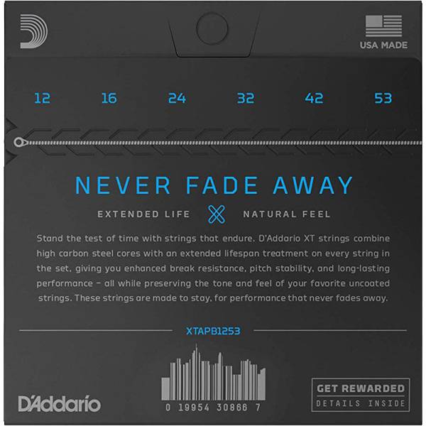 Струни для акустичної гітари D'Addario XTAPB1253 XT Phosphor Bronze Light 12/53
