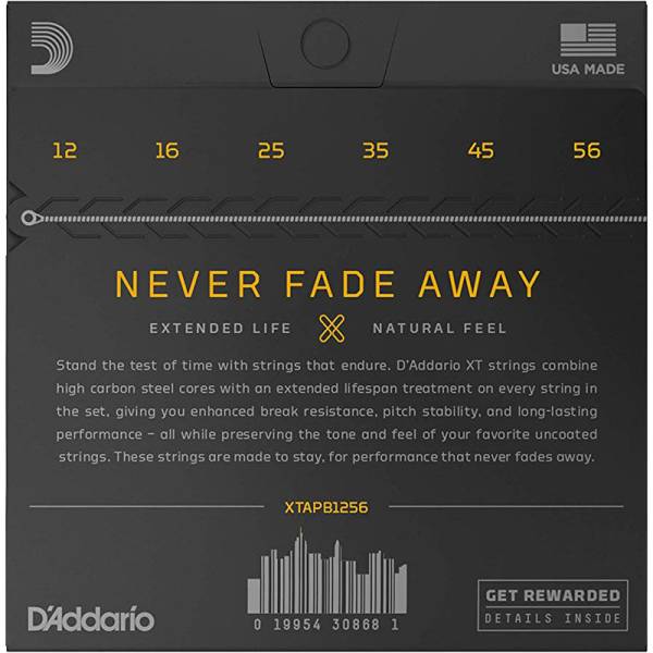 Струны для акустической гитары D'Addario XTAPB1256 XT Phosphor Bronze Light Top/Medium Bottom 12/56