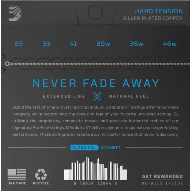Струны для классической гитары D'Addario XTC46TT XT Dynacore Titanium Classical Hard Tension
