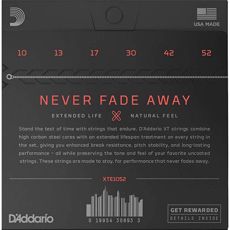 Струны для электрогитары D'Addario XTE1052 XT Light Top / Heavy Bottom 10/52