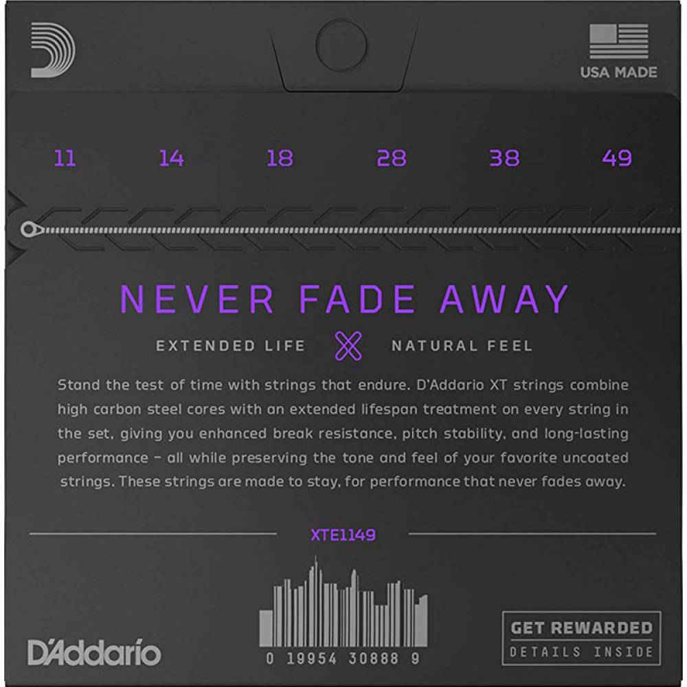 Струни для електрогітари D'Addario XTE1149 XT Medium Blues-Jazz Rock 11/49