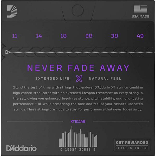 Струни для електрогітари D'Addario XTE1149 XT Medium Blues-Jazz Rock 11/49