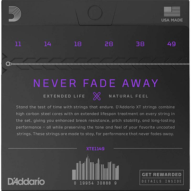 Струны для электрогитары D'Addario XTE1149 XT Medium Blues-Jazz Rock 11/49