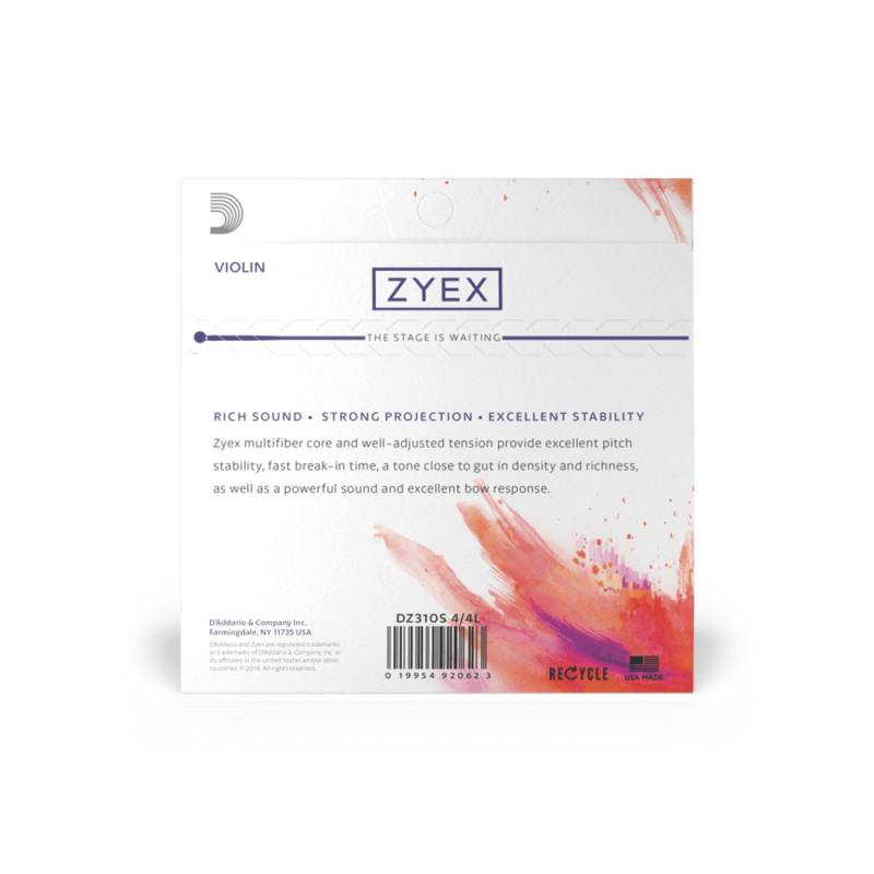 Струни для скрипки D'Addario ZYEX VIOLIN STRING SET 4/4 MEDIUM TENSION (Silver D)