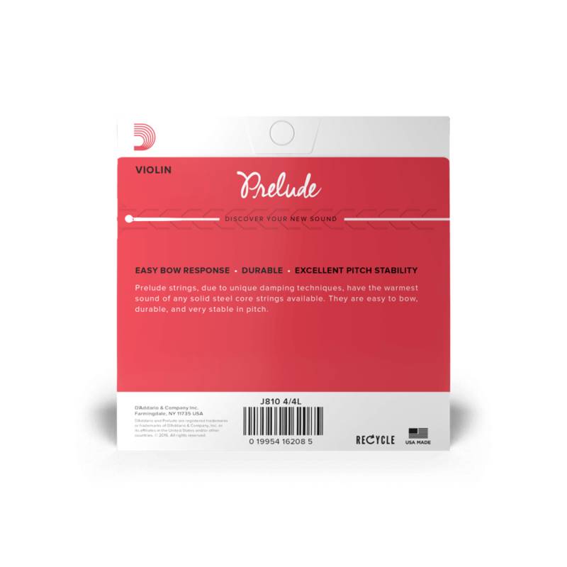 Струни для скрипки D'Addario PRELUDE VIOLIN STRING SET 4/4 Scale Light Tension