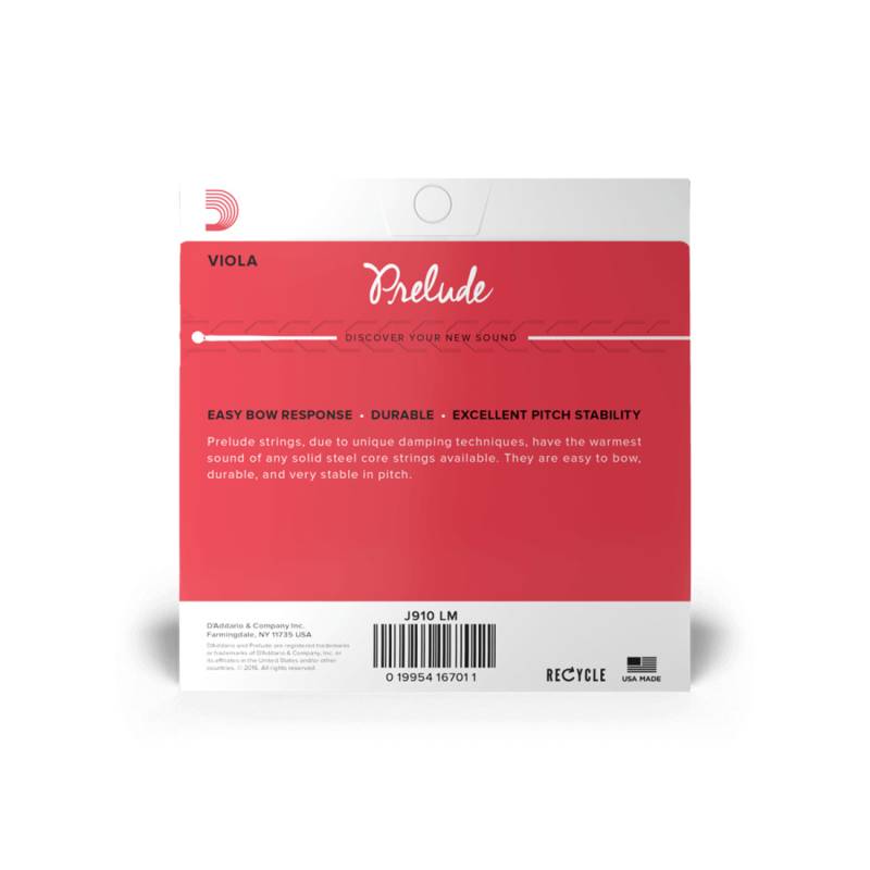 Струни для альта D'Addario PRELUDE VIOLA STRING SET Long Scale Medium Tension