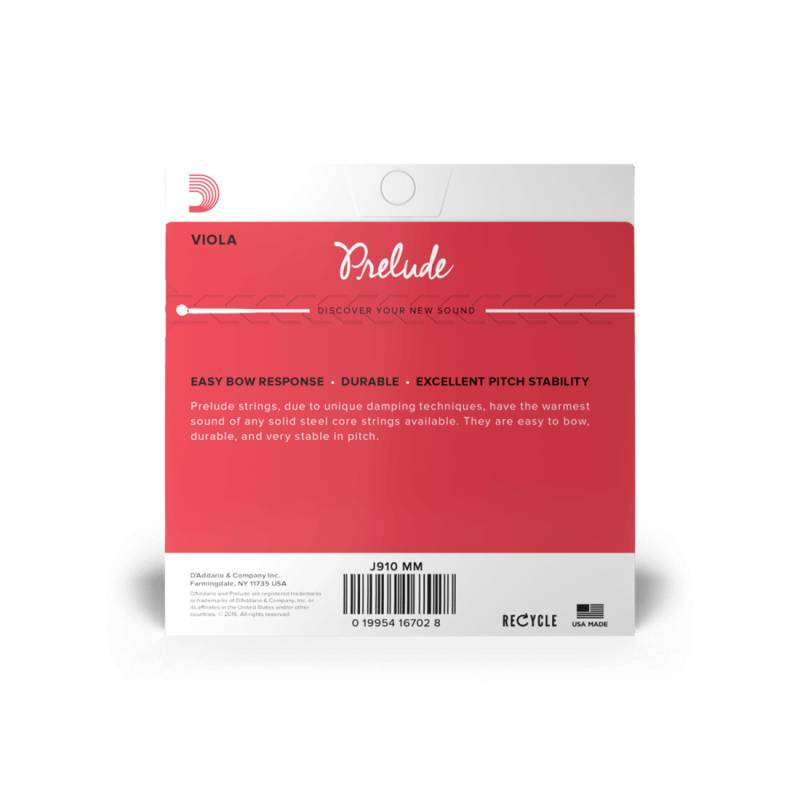 Струни для альта D'Addario PRELUDE VIOLA STRING SET Medium Scale Medium Tension