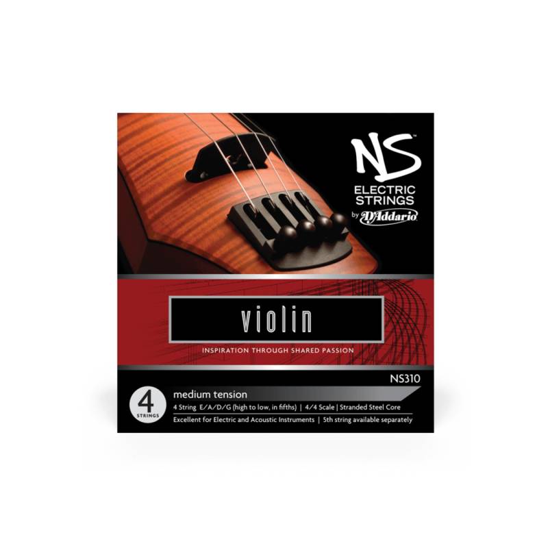 Струны для электронных смычковых инструментов D'Addario NS ELECTRIC VIOLIN STRING SET 4/4 Scale Medium Tension (4 шт.)