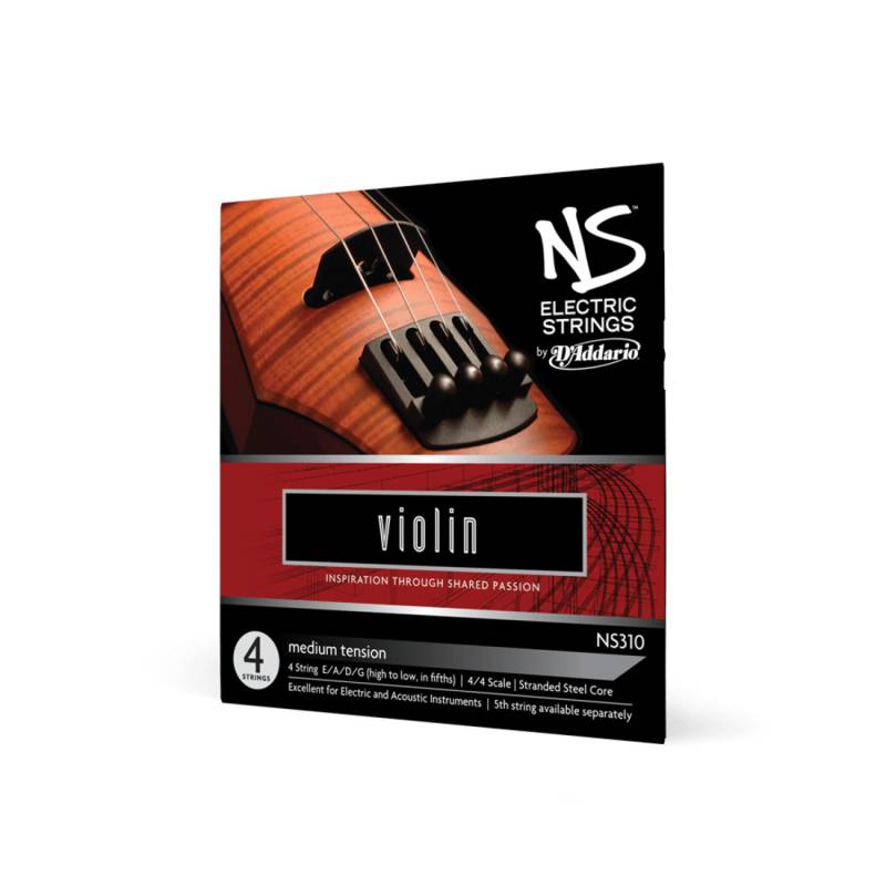 Струны для электронных смычковых инструментов D'Addario NS ELECTRIC VIOLIN STRING SET 4/4 Scale Medium Tension (4 шт.)