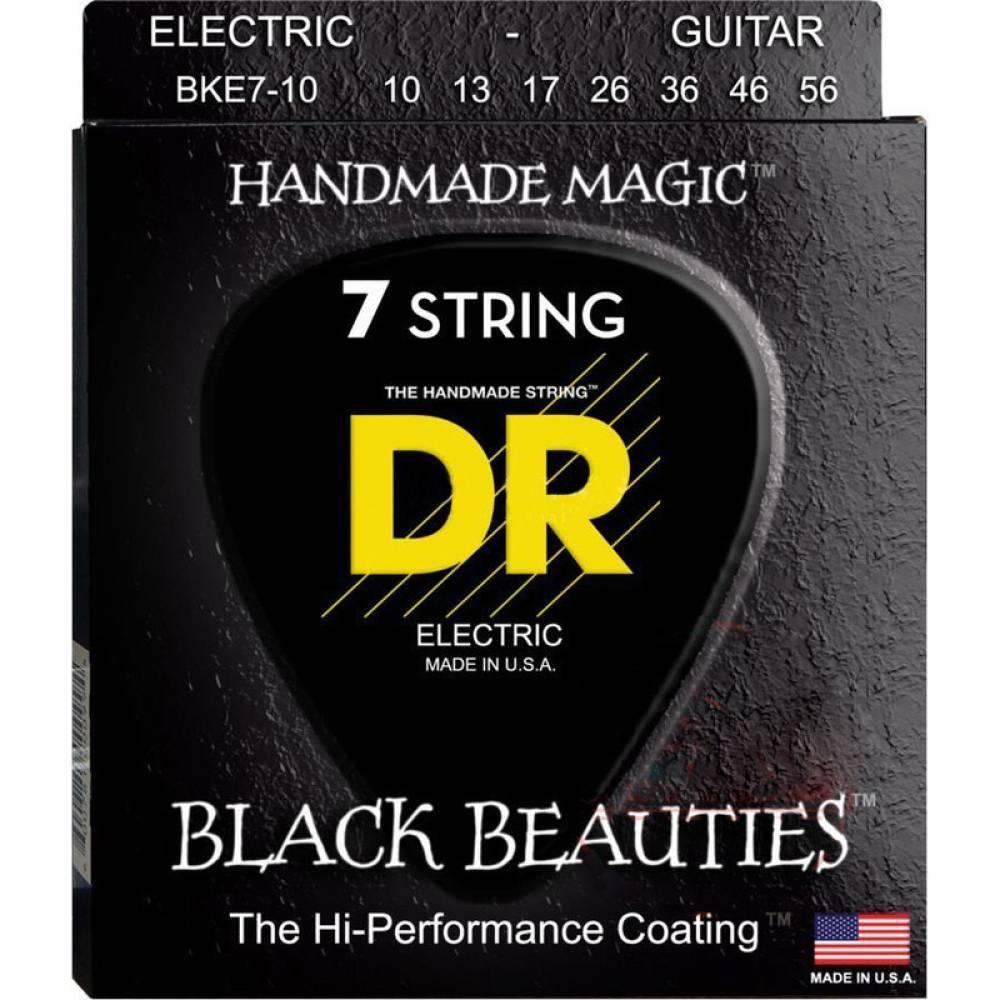 Струни для електрогітари DR BKE7-10 Black Beauties Medium K3 Coated 7 Strings 10/56