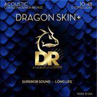 Струны для акустической гитары  DR DAP-10/12 Dragon Skin+ Acoustic Phosphor Bronze 12 Strings Light 10/48