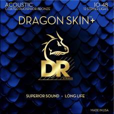 Струни для акустичної гітари  DR DAP-10/12 Dragon Skin+ Acoustic Phosphor Bronze 12 Strings Light 10/48