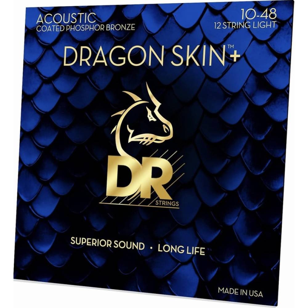 Струны для акустической гитары  DR DAP-10/12 Dragon Skin+ Acoustic Phosphor Bronze 12 Strings Light 10/48
