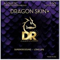 Струны для акустической гитары DR DAP-11 Dragon Skin+ Acoustic Phosphor Bronze Custom Light 11/50
