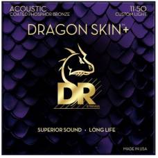 Струни для акустичної гітари DR DAP-11 Dragon Skin+ Acoustic Phosphor Bronze Custom Light 11/50