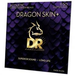Струни для акустичної гітари DR DAP-11 Dragon Skin+ Acoustic Phosphor Bronze Custom Light 11/50