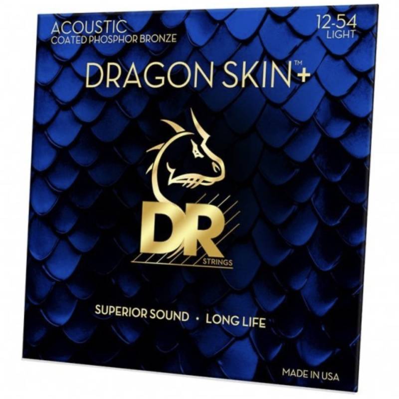 Струны для акустической гитары DR DAP-12 Dragon Skin+ Acoustic Phosphor Bronze Light 12/54