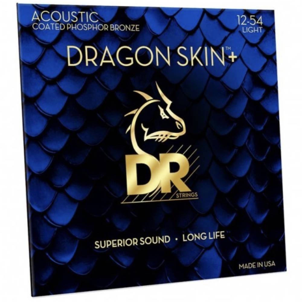 Струни для акустичної гітари DR DAP-12 Dragon Skin+ Acoustic Phosphor Bronze Light 12/54