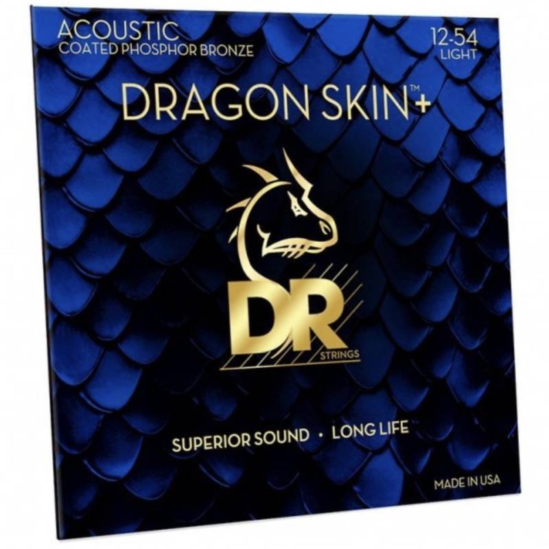 Струны для акустической гитары DR DAP-12 Dragon Skin+ Acoustic Phosphor Bronze Light 12/54