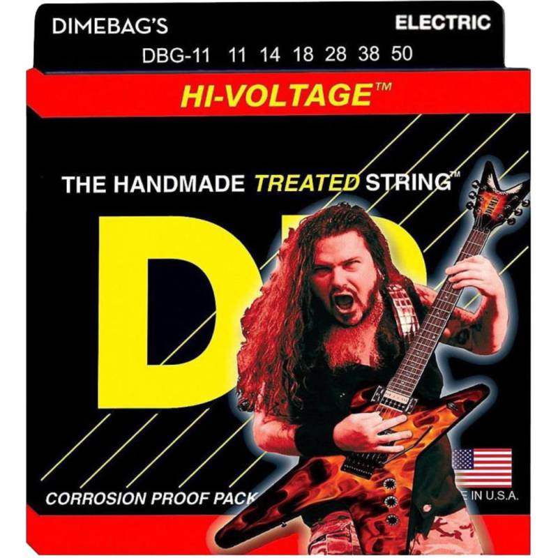 Струны для электрогитары DR DBG-11 Dimebag Darrell Hi Voltage Nickel Plated Extra Heavy 11/50