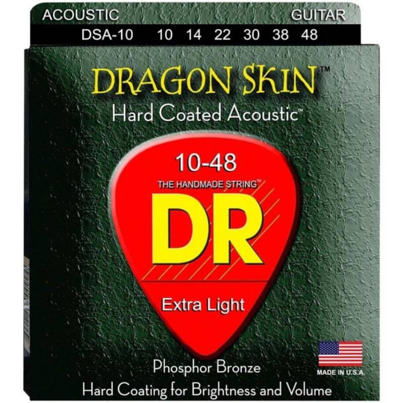 Струны для акустической гитары DR DSA-10 Dragon Skin K3 Coated 10/48
