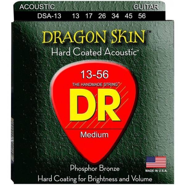 Струны для акустической гитары DR DSA-13 Dragon Skin K3 Coated 13/56