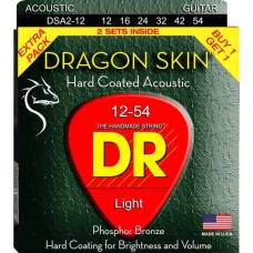 Струны для акустической гитары 2 Sets DR DSA-2/12 Dragon Skin K3 Coated 12/54