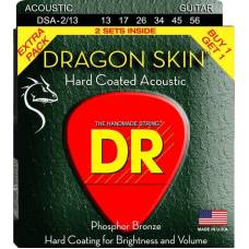 Струни для акустичної гітари 2 Sets DR DSA-2/13 Dragon Skin K3 Coated 13/56