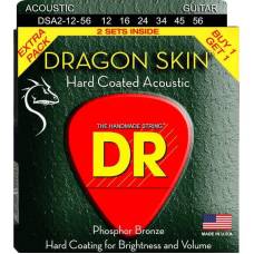 Струни для акустичної гітари 2 Sets DR DSA2-12-56 Dragon Skin K3 Coated 12/56