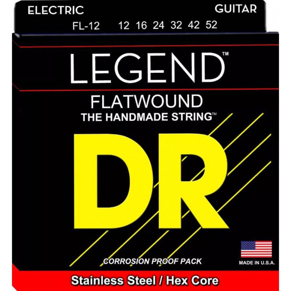 Струни для електрогітари DR FL-12 Legend Flatwound Medium 12/52