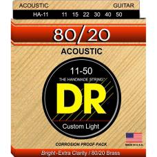 Струни для акустичної гітари DR HA-11 Hi-Beam 80/20 Bronze Custom Light 11/50