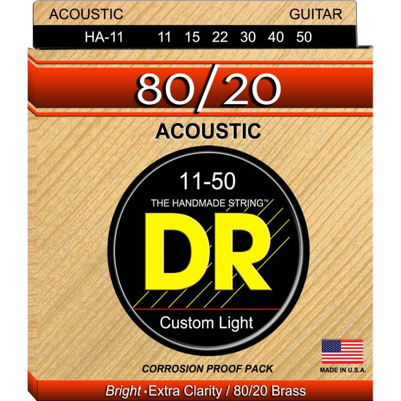 Струни для акустичної гітари DR HA-11 Hi-Beam 80/20 Bronze Custom Light 11/50