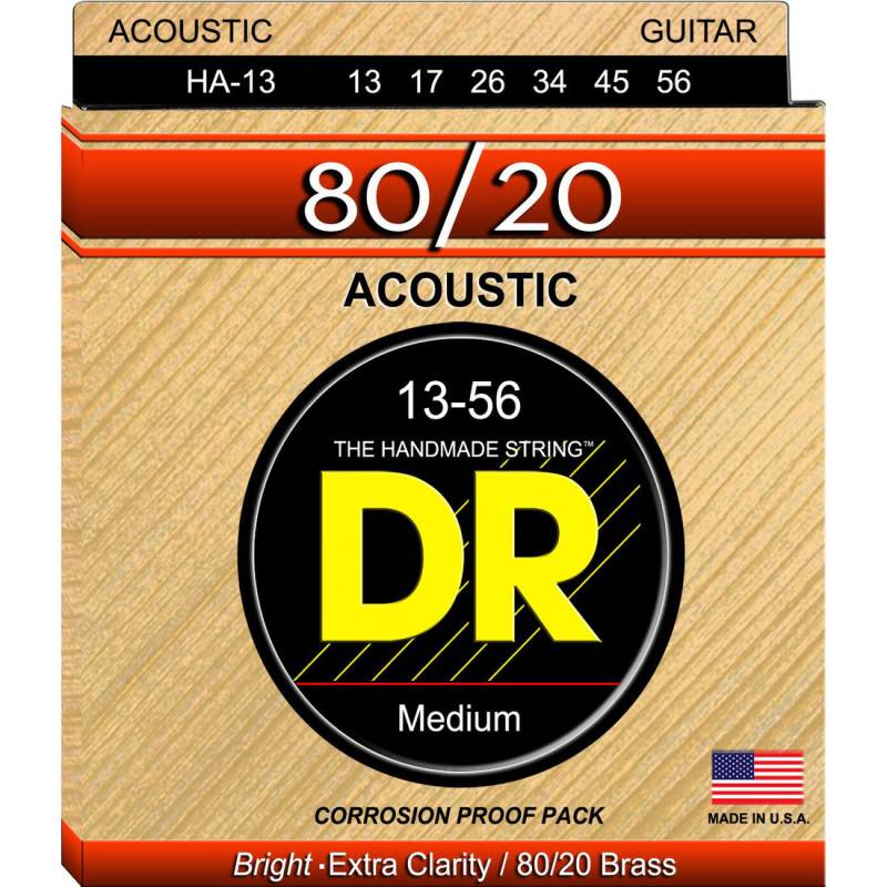 Струны для акустической гитары DR HA-13 Hi-Beam 80/20 Bronze Medium 13/56