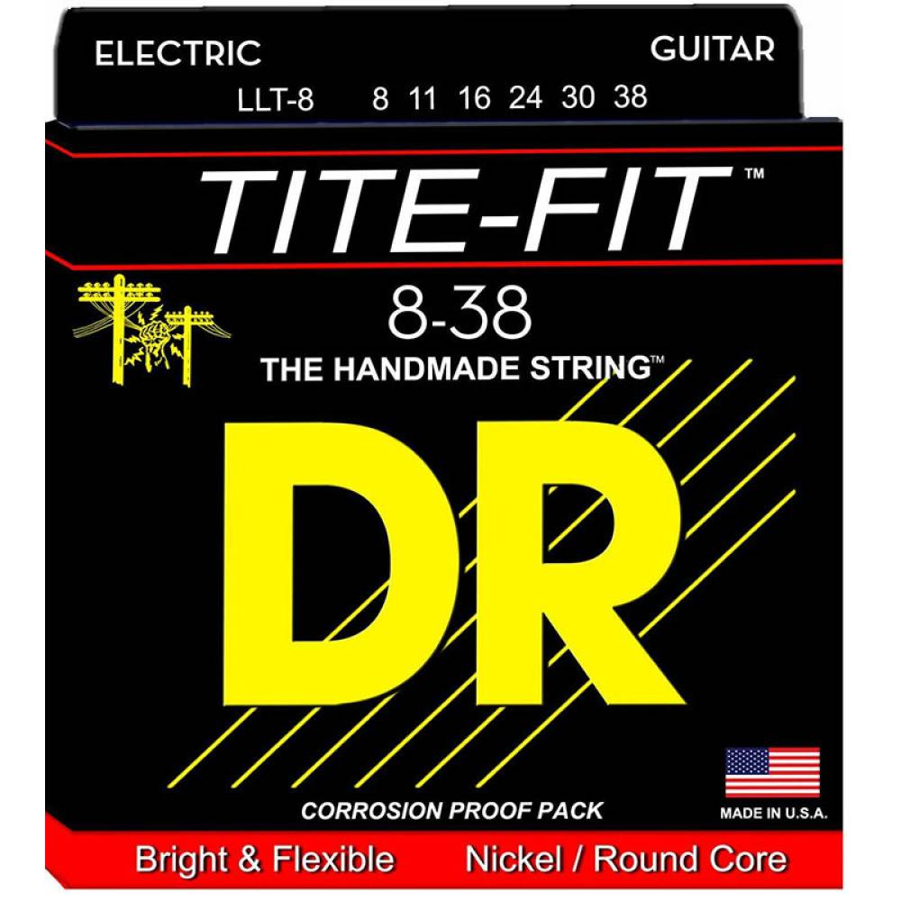 Струни для електрогітари DR LLT-8 Tite-Fit Nickel Plated Lite Lite 8/38
