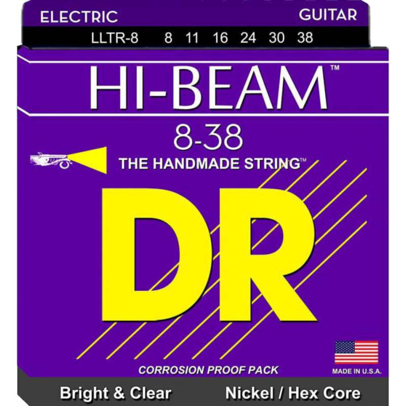 Струны для электрогитары DR LLTR-8 Hi-Beam Nickel Plated Hex Core Extra Light 8/38