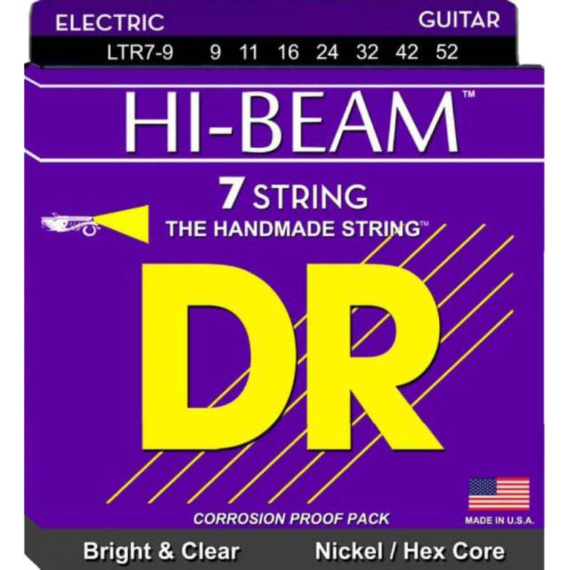 Струны для электрогитары DR LTR7-9 Hi-Beam Nickel Plated Hex Core Light 7 Strings 9/52