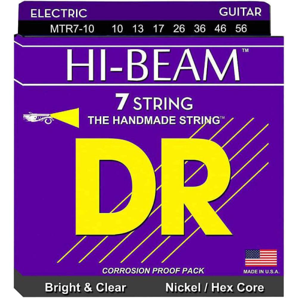Струни для електрогітари DR MTR7-10 Hi-Beam Nickel Plated Hex Core Medium 7 Strings 10/56