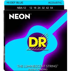 Струны для акустической гитары DR NBA-12 Hi-Def Neon Blue K3 Coated Medium 12/54