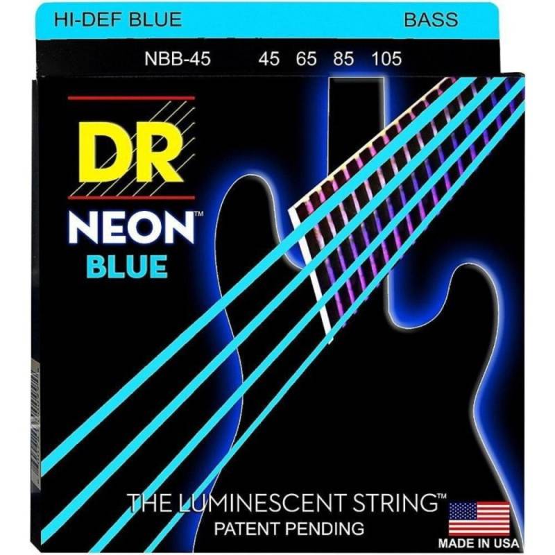 Струны для бас-гитары DR NBB-45 Hi-Def Neon Blue K3 Coated Medium 45/105