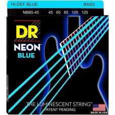 Струни для бас-гітари DR NBB5-45 Hi-Def Neon Blue K3 Coated Medium 5 Strings 45/125