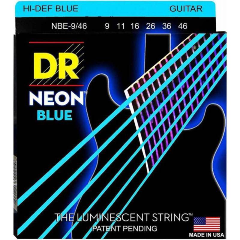 Струни для електрогітари DR NBE-9/46 Hi-Def Neon Blue K3 Coated Light Heavy 9/46