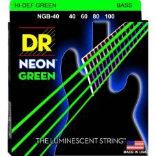 Струны для бас-гитары DR NGB-40 Hi-Def Neon Green K3 Coated Light 40/100