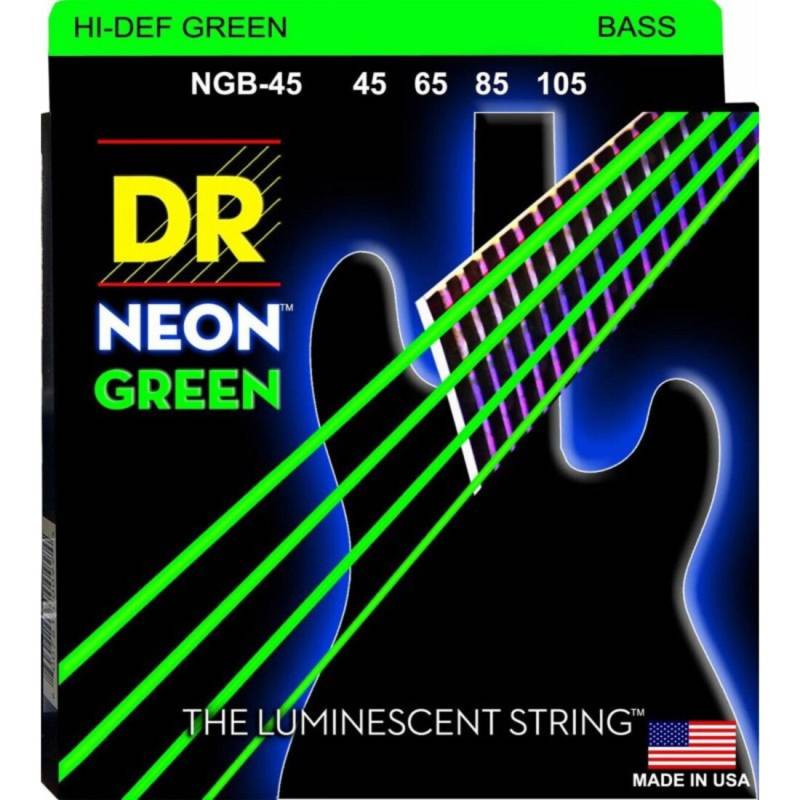 Струны для бас-гитары DR NGB-45 Hi-Def Neon Green K3 Coated Medium 45/105